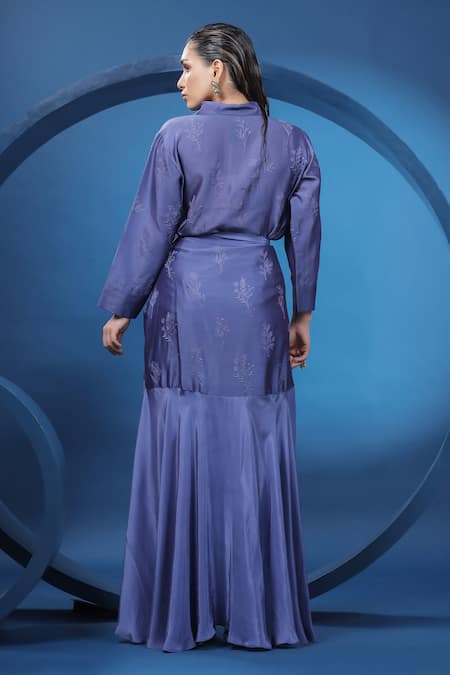 Coeur Embroidered Shirt With Asymmetric Draped Skirt 