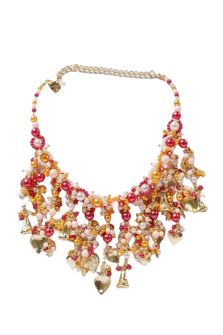 Shop_Vaidaan_Multi Color Mohini Pearl Bead Embellished Choker _at_Aza_Fashions