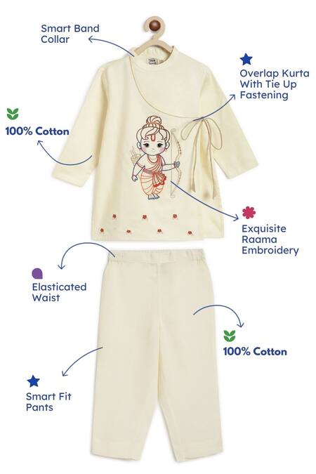 Tiber Taber Cream Cotton Embroidery Ram Thread Kurta With Pant Online at Aza Fashions Tiber Taber_Cream Cotton Embroidery Ram Thread Kurta With Pant _Online_at_Aza_Fashions