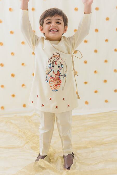 Buy Tiber Taber Cream Cotton Embroidery Ram Thread Kurta With Pant Buy_Tiber Taber_Cream Cotton Embroidery Ram Thread Kurta With Pant