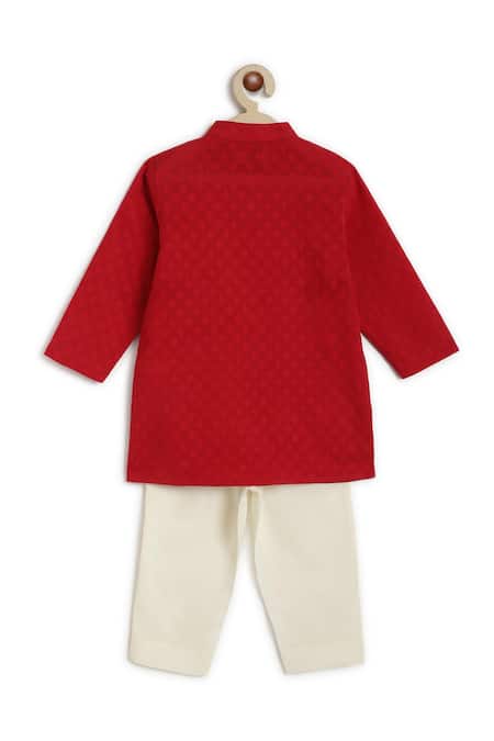 Shop Tiber Taber Red Cotton Zari Embroidered Kurta Set at Aza Fashions Shop_Tiber Taber_Red Cotton Zari Embroidered Kurta Set _at_Aza_Fashions