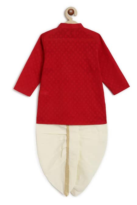 Shop Tiber Taber Red Cotton Zari Embroidered Kurta And Dhoti Pant Set at Aza Fashions Shop_Tiber Taber_Red Cotton Zari Embroidered Kurta And Dhoti Pant Set _at_Aza_Fashions
