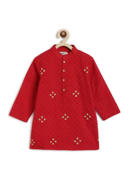 Buy Tiber Taber Red Cotton Zari Embroidered Kurta And Dhoti Pant Set Online at Aza Fashions Buy_Tiber Taber_Red Cotton Zari Embroidered Kurta And Dhoti Pant Set _Online_at_Aza_Fashions