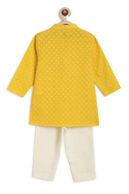 Shop Tiber Taber Yellow Cotton Zari Embroidered Kurta Set at Aza Fashions Shop_Tiber Taber_Yellow Cotton Zari Embroidered Kurta Set _at_Aza_Fashions