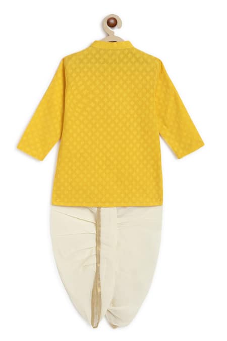 Shop Tiber Taber Yellow Cotton Zari Woven Embroidered Kurta With Dhoti Pant at Aza Fashions Shop_Tiber Taber_Yellow Cotton Zari Woven Embroidered Kurta With Dhoti Pant _at_Aza_Fashions