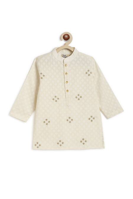 Buy_Tiber Taber_Cream Cotton Zari Embroidered Kurta Set _Online_at_Aza_Fashions
