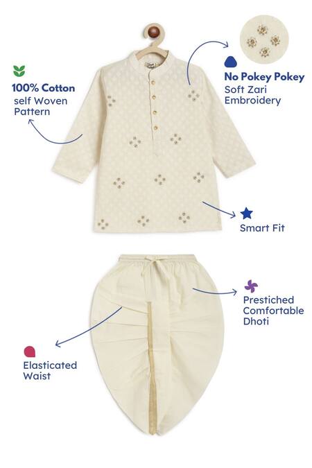 Tiber Taber Cream Cotton Zari Embroidered Kurta Set Online at Aza Fashions Tiber Taber_Cream Cotton Zari Embroidered Kurta Set _Online_at_Aza_Fashions