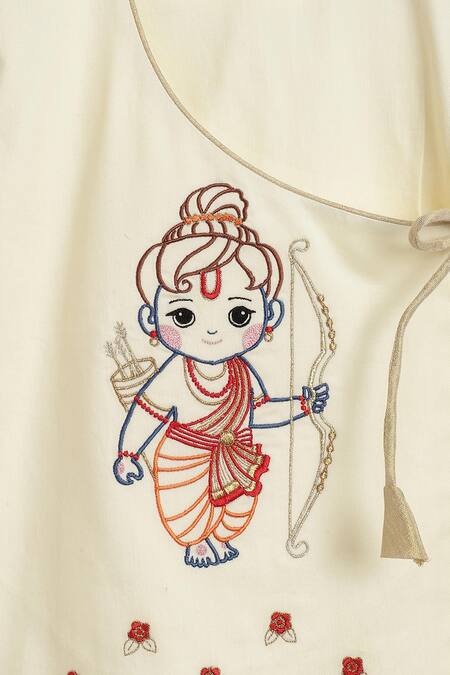 Tiber Taber Cream Cotton Embroidery Ram Thread Kurta With Dhoti Pant at Aza Fashions Tiber Taber_Cream Cotton Embroidery Ram Thread Kurta With Dhoti Pant_at_Aza_Fashions