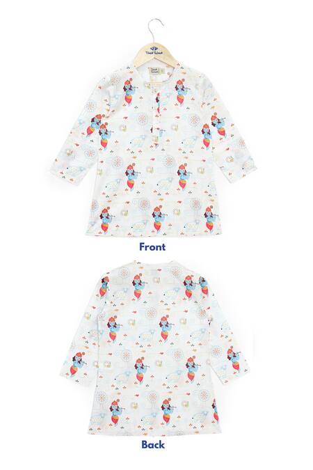 Buy Tiber Taber White Cotton Woven Krishna Print Kurta And Pant Set Online at Aza Fashions Buy_Tiber Taber_White Cotton Woven Krishna Print Kurta And Pant Set _Online_at_Aza_Fashions