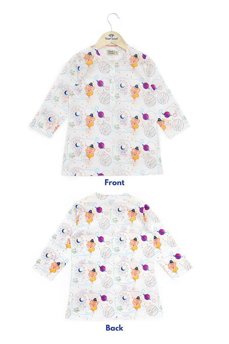 Buy Tiber Taber White Cotton Woven Ganesh Print Straight Kurta With Pant Online at Aza Fashions Buy_Tiber Taber_White Cotton Woven Ganesh Print Straight Kurta With Pant _Online_at_Aza_Fashions