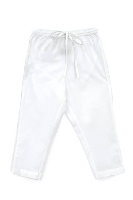 Shop_Tiber Taber_White Cotton Embroidery Woven Hanuman Print Kurta Set _Online_at_Aza_Fashions