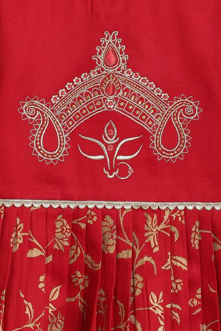 Tiber Taber Red Cotton Embroidery Devi Peplum Kurta And Salwar Set at Aza Fashions Tiber Taber_Red Cotton Embroidery Devi Peplum Kurta And Salwar Set _at_Aza_Fashions