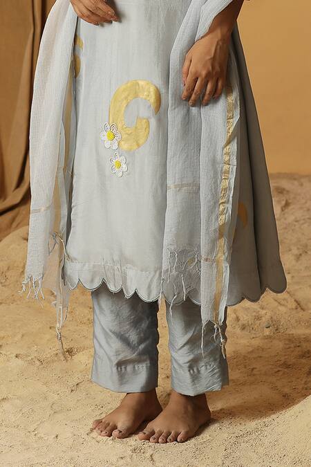 Buy Arpita Sulakshana Blue Silk Cut Work, Foil Printing, Embroidery Floral Cutdana Kurta And Pant Set Online at Aza Fashions Buy_Arpita Sulakshana_Blue Silk Cut Work, Foil Printing, Embroidery Floral Cutdana Kurta And Pant Set _Online_at_Aza_Fashions