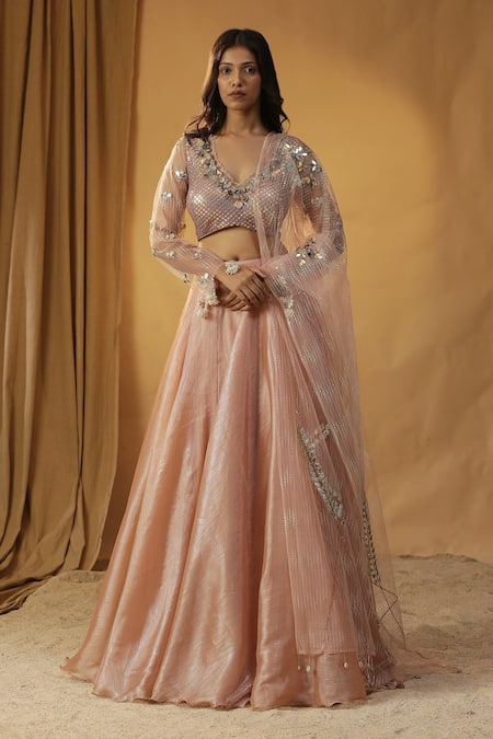 arpita sulakshana Mirror Embroidered Blouse & Lehenga Set 