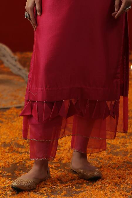 Arpita Sulakshana Pink Cotton, Chanderi Silk, Crepe Cut Work, Chandbali Embroidered Kurta Set Online at Aza Fashions Arpita Sulakshana_Pink Cotton, Chanderi Silk, Crepe Cut Work, Chandbali Embroidered Kurta Set _Online_at_Aza_Fashions