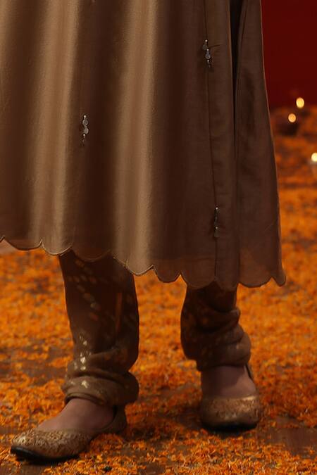 Arpita Sulakshana Gold Cotton, Silk, Sequins, Tassels, Dori A-line Kurta Set Online at Aza Fashions Arpita Sulakshana_Gold Cotton, Silk, Sequins, Tassels, Dori A-line Kurta Set _Online_at_Aza_Fashions