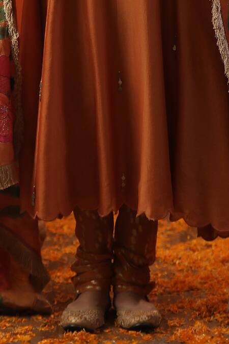 Shop Arpita Sulakshana Orange Cotton, Silk, Crepe, Embroidery Sequin Yoke Kurta Set Online at Aza Fashions Shop_Arpita Sulakshana_Orange Cotton, Silk, Crepe, Embroidery Sequin Yoke Kurta Set _Online_at_Aza_Fashions