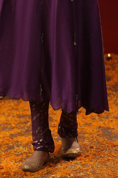 Arpita Sulakshana Purple Cotton, Chanderi Silk, Crepe Embroidery, Sequins Kurta Set With Dupatta Online at Aza Fashions Arpita Sulakshana_Purple Cotton, Chanderi Silk, Crepe Embroidery, Sequins Kurta Set With Dupatta _Online_at_Aza_Fashions