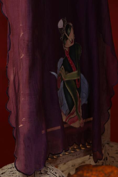 Shop_Arpita Sulakshana_Purple Cotton, Chanderi Silk, Crepe Embroidery, Sequins Kurta Set With Dupatta _Online_at_Aza_Fashions