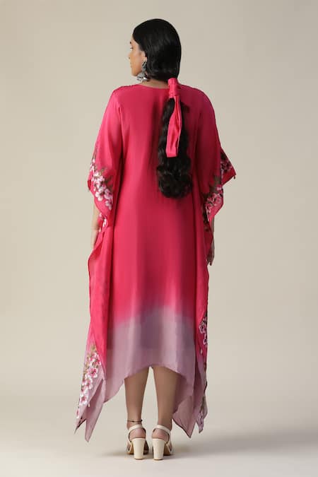 Arpita Sulakshana Flower Handpainted Asymmetric Ombre Kaftan 