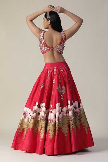 Arpita Sulakshana Handpainted Floral Embellished Lehenga Set 