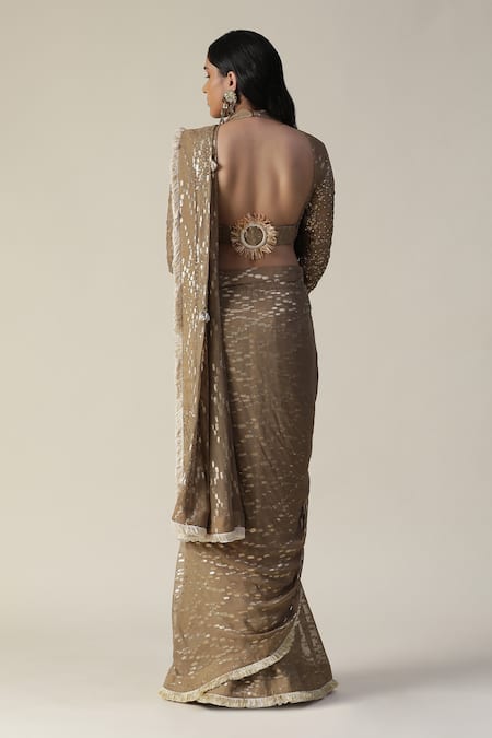 Arpita Sulakshana Woven Zari Pre-Draped Saree With Blouse 