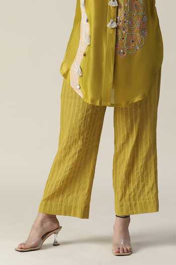 Buy_Arpita Sulakshana_Green Chanderi Silk, Crepe Beads, Mandala Side Embroidered Tunic With Pant _Online_at_Aza_Fashions