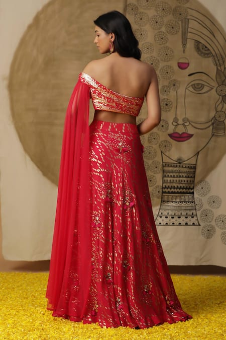 Arpita Sulakshana Embroidered Lehenga Pleated Blouse Set 