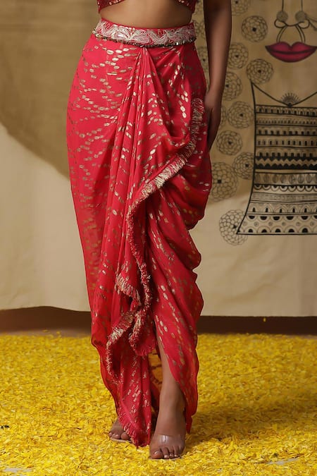 Arpita Sulakshana Red Georgette, Crepe Sequins, Crystals Hand Embroidered Blouse Dhoti Pant Set Online at Aza Fashions Arpita Sulakshana_Red Georgette, Crepe Sequins, Crystals Hand Embroidered Blouse Dhoti Pant Set _Online_at_Aza_Fashions