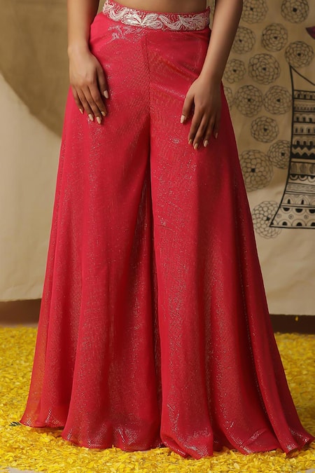 Buy Arpita Sulakshana Red Georgette, Crepe Sequins, Beads V-neck Textured Palazzo Set With Cape Online at Aza Fashions Buy_Arpita Sulakshana_Red Georgette, Crepe Sequins, Beads V-neck Textured Palazzo Set With Cape _Online_at_Aza_Fashions