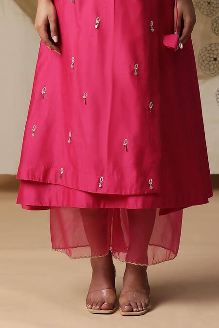 Buy Arpita Sulakshana Red Silk, Crepe, Sequins Round Embroidered Angarkha Pant Set Online at Aza Fashions Buy_Arpita Sulakshana_Red Silk, Crepe, Sequins Round Embroidered Angarkha Pant Set _Online_at_Aza_Fashions