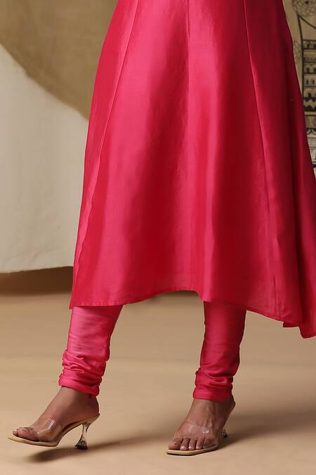 Arpita Sulakshana Red Chanderi Silk, Crepe Diamonds, Embroidery Attached Jacket Kurta With Pant Online at Aza Fashions Arpita Sulakshana_Red Chanderi Silk, Crepe Diamonds, Embroidery Attached Jacket Kurta With Pant _Online_at_Aza_Fashions