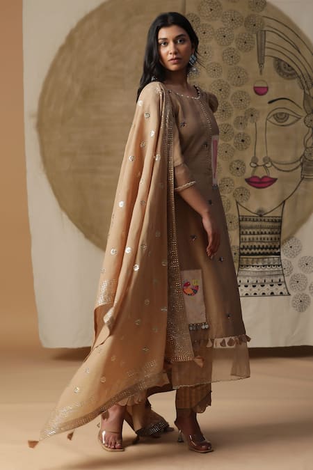 arpita sulakshana Hand Painted Patched Kurta Pant Set 