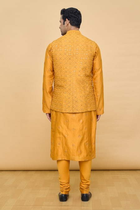 Punit Balana Floral Mirror Embroidered Bundi Kurta Set 
