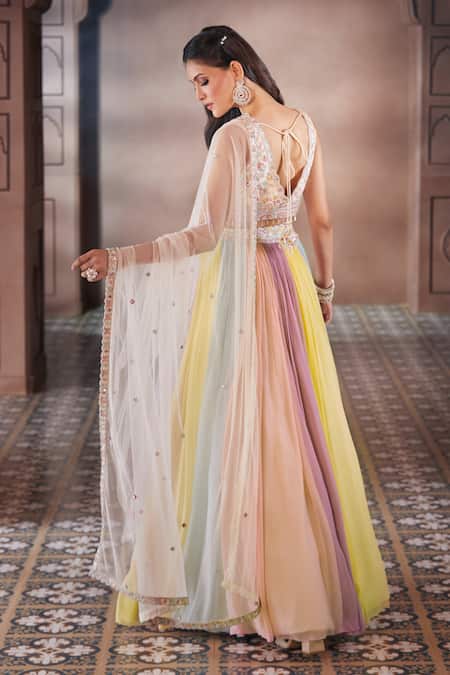 Aariyana Couture Pleated Lehenga Embroidered Blouse Set