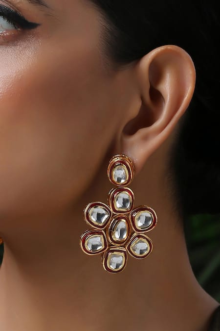 Paisley Pop Floral Kundan Embellished Studs 