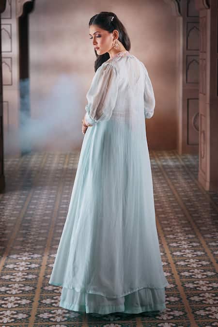 Ariyana By Aza Pleated Skirt Set With Embroidered Jacket 
