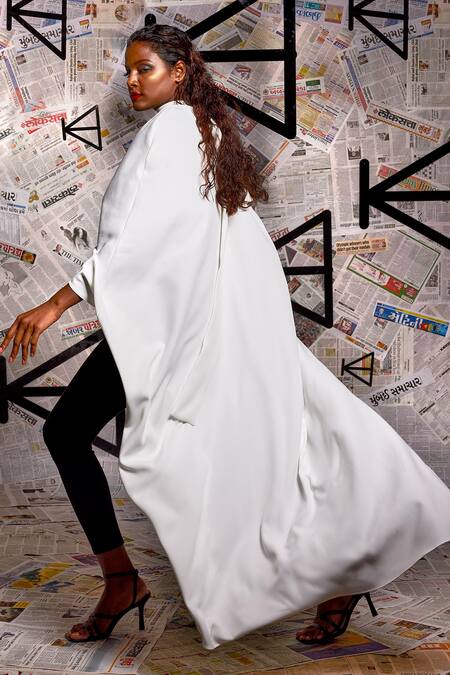 Echke White Round Neck High Top Online at Aza Fashions Echke_White Round Neck High Top _Online_at_Aza_Fashions