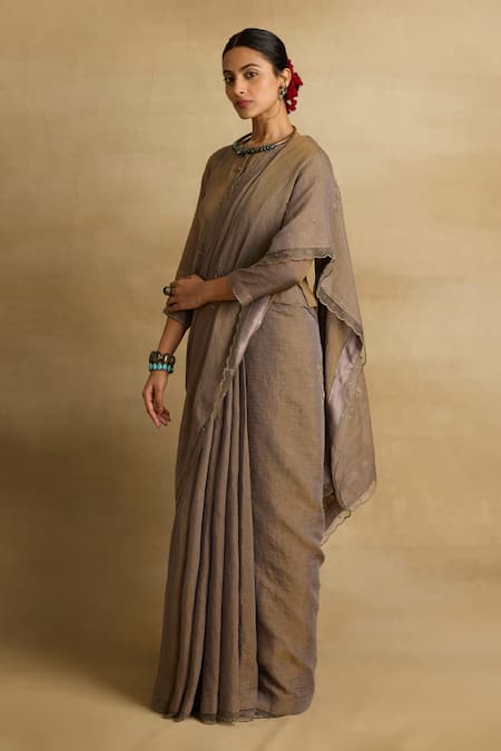 Rhua Falak Bloom Aari & Zardozi Embroidered Saree Set 