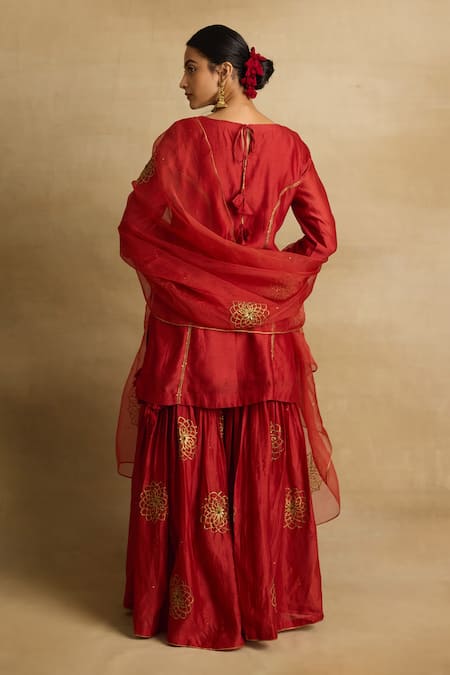 Rhua Samira Aari & Zardozi Work Kurta Sharara Set 