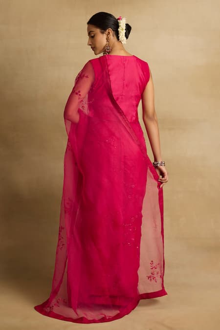 Rhua Ziya Petunia Aari & Zardozi Embroidered Saree Set 