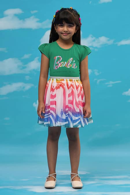 LIL DRAMA Barbie Print T-Shirt & Skirt Set 