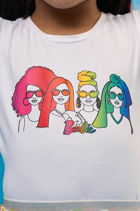 Buy Lil Drama White Cotton, Polyester Barbie Print T-shirt And Skirt Set Online at Aza Fashions Buy_Lil Drama_White Cotton, Polyester Barbie Print T-shirt And Skirt Set_Online_at_Aza_Fashions