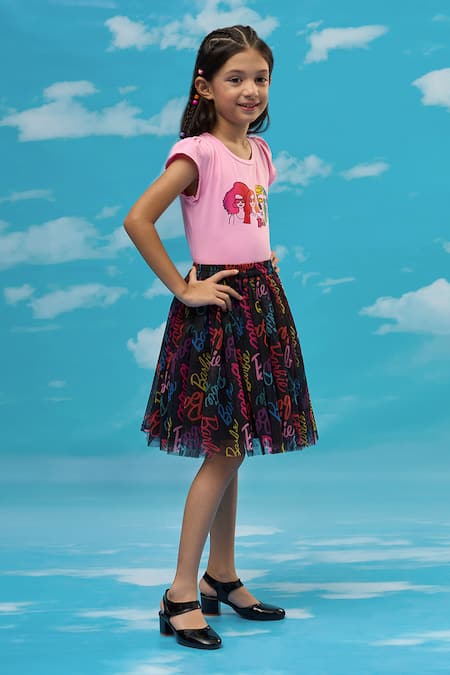 Buy Lil Drama Pink Cotton, Polyester Printed T-shirt And Skirt Set Online at Aza Fashions Buy_Lil Drama_Pink Cotton, Polyester Printed T-shirt And Skirt Set_Online_at_Aza_Fashions