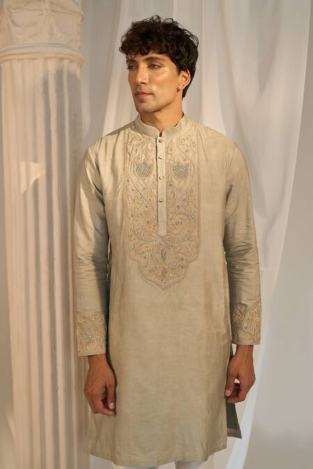 Buy Soniya G Green Handloom Cotton Embroidery Kurta And Pant Set Online at Aza Fashions Buy_Soniya G_Green Handloom Cotton Embroidery Kurta And Pant Set_Online_at_Aza_Fashions