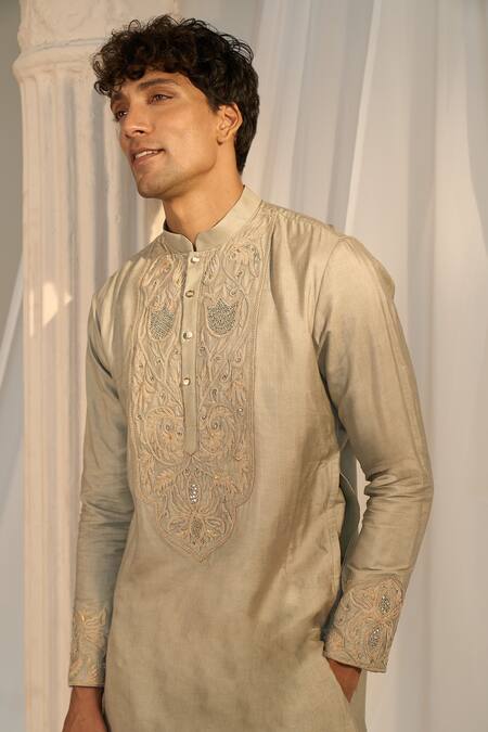 Shop Soniya G Green Handloom Cotton Embroidery Kurta And Pant Set Online at Aza Fashions Shop_Soniya G_Green Handloom Cotton Embroidery Kurta And Pant Set_Online_at_Aza_Fashions