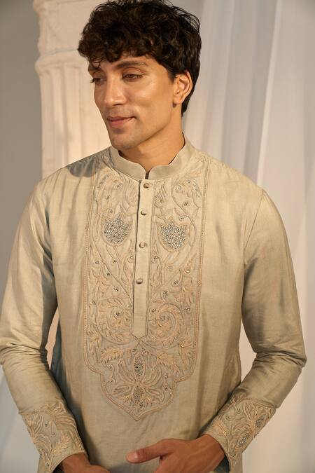 Soniya G Green Handloom Cotton Embroidery Kurta And Pant Set at Aza Fashions Soniya G_Green Handloom Cotton Embroidery Kurta And Pant Set_at_Aza_Fashions