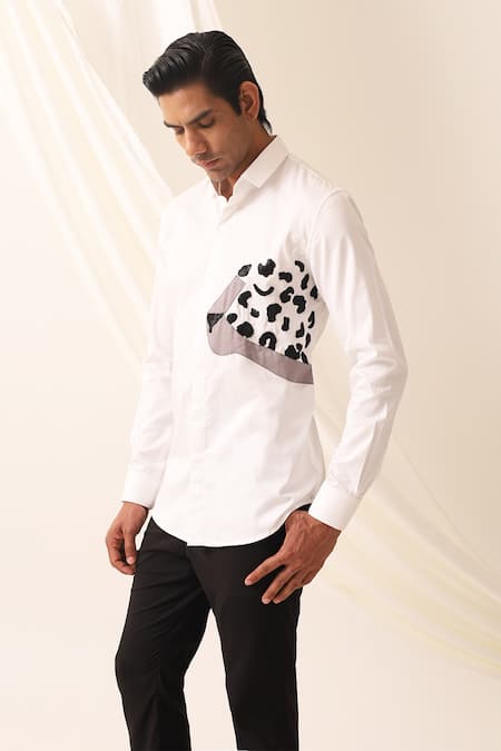 Seven Laopard Face Patch Embroidered Shirt 