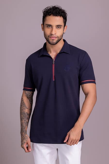 AMIT ARORA Half Sleeve Zipper T-Shirt 