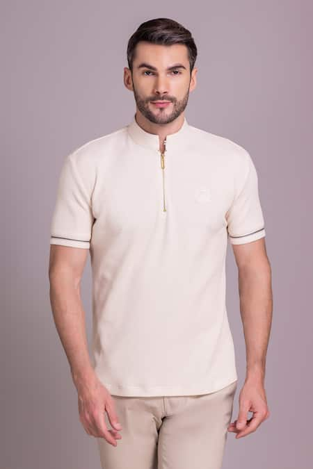 AMIT ARORA Knit Trim Detailed T-Shirt 